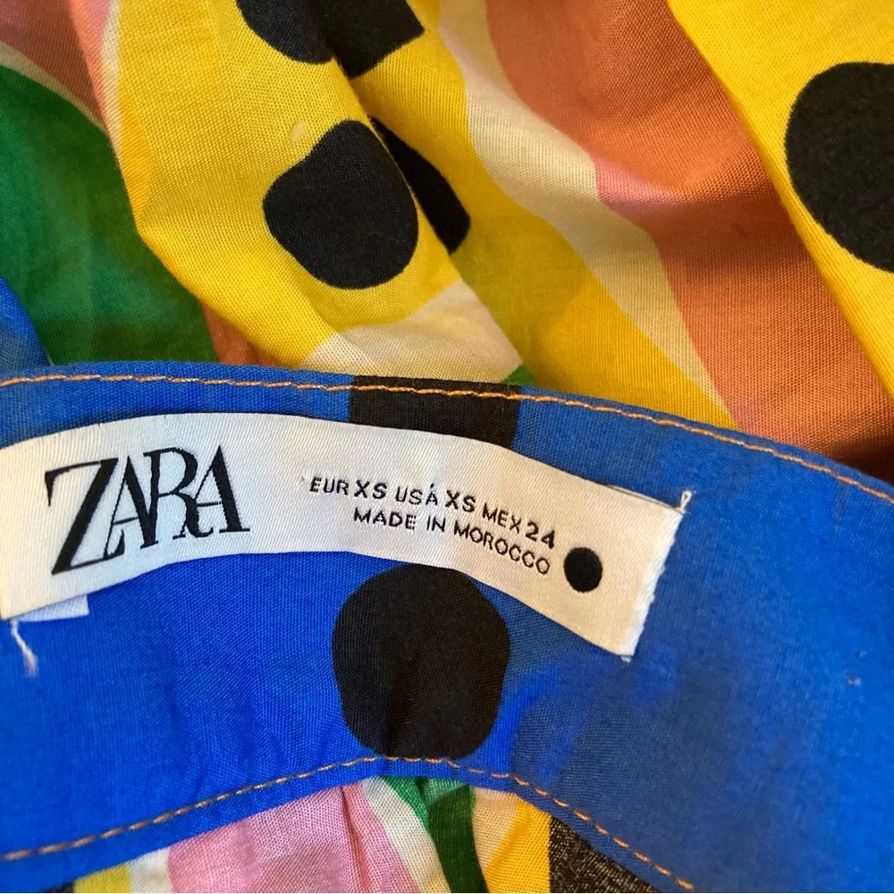 ZARA Colorful Cotton Abstract Batik African Print Pleated Maxi Skirt - Picture 8 of 13